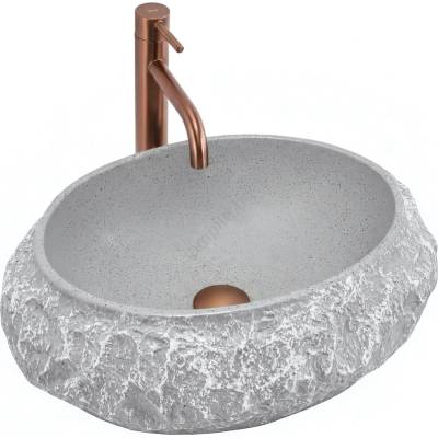 Rea REA-U0633 - Умивалник за плот MIKA GABRO 38x50 cm сив/имитация на камък (RE0229)