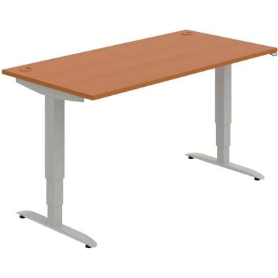 Hobis Pracovný stôl Motion, ZO, 3S, 160x61 - 128x80 cm, čerešňa/sivá