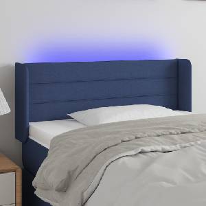 vidaXL LED горна табла за легло, синя, 103x16x78/88 см, плат (3123372)