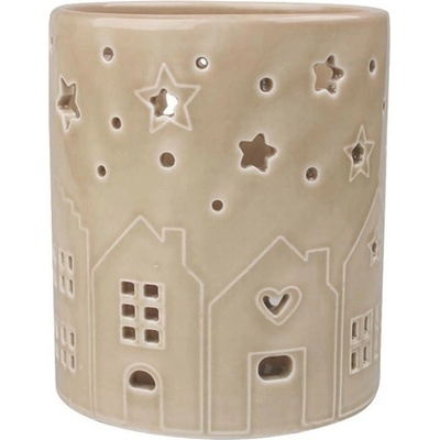 Anděl Přerov Svícen s domky porcelánový 10 x 11 x 10 cm