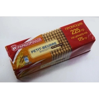 Бисквити Papadopoulos petit-beurre пълнозърнести 225гр
