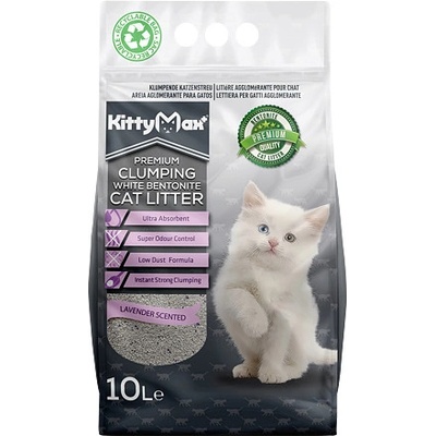 Kittymax hrudkující bezprašný bílý bentonit Lavender 10 l