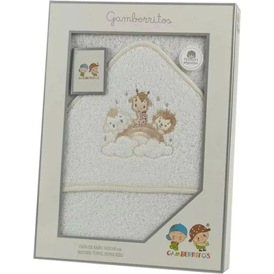 Gamberritos Бебешка хавлия Gamberritos - Животни, 100 х 100 cm, бежов кант (109702)