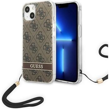 GUESS Кейс Guess GUOHCP14MH4STW за iPhone 14 Plus 6.7", кафяв / кафяв, твърд, 4G Print Strap (3666339093846)