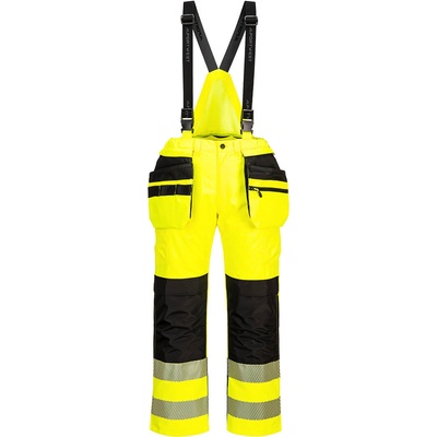 Portwest hi-vis pw356 / Светлоотразителни водоустойчиви панталони с гащеризон - hv Жълто/Черно xl (pw356ybrxl)