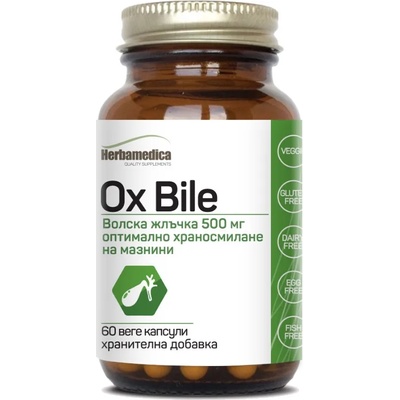 Herbamedica Ox Bile, 500 mg, 60 капсули, Herbamedica