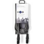 Nedis COTH15010GY30 балансиран/симетричен полупрофесионален аудиокабел XLR, щепсел XLR - гнездо, 3 м, гъвкав (COTH15010GY30)