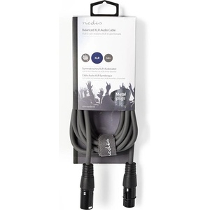 Nedis COTH15010GY30 балансиран/симетричен полупрофесионален аудиокабел XLR, щепсел XLR - гнездо, 3 м, гъвкав (COTH15010GY30)