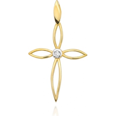 Blink-Blink Zlatý prívesok KRÍŽ s diamantom 0.02 ct 4633ZDB