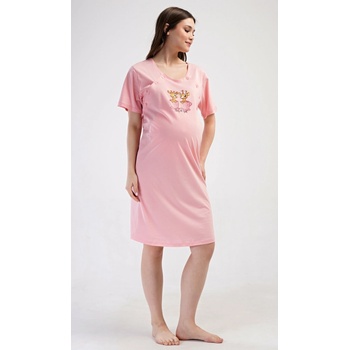 Nočná košeľa na gombíky Žirafy lososová