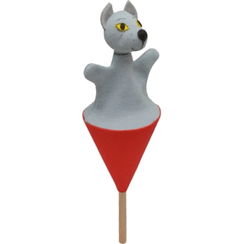 Image 1 of Moravská ústředna Brno Moravská - Кукла за куклен театър с конус и дървена пръчка Вълк, 20 см