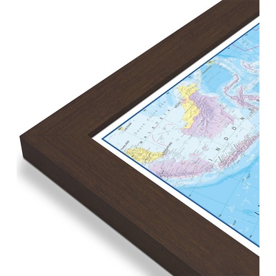 Maps International Austrálie a Oceánie - nástěnná politická mapa 120 x 100 cm Varianta: mapa v dřevěném rámu, Provedení: Pegi skořice