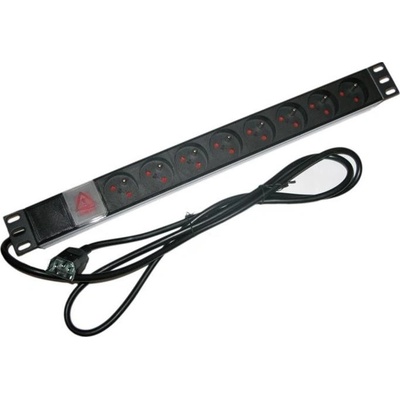 XtendLan ZASUVKA8B-19-C14 Rozvodný panel, 19", 8x 230V, ČSN, přívodní kabel IEC 320 C14, vypínač, indikátor napětí ZASUVKA8B-19-C14 – Hledejceny.cz