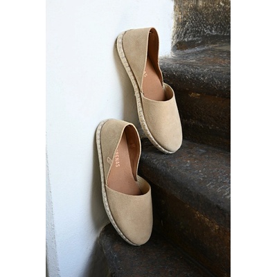 SVĚTLE BÉŽOVÉ DÁMSKÉ KOŽENÉ ESPADRILKY VERBENAS Carmen