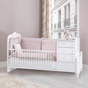 Carmen Бебешка кошара и детско легло 2в1 nil 80 х 180 см - бяла (3575151)