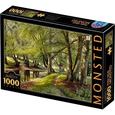D-Toys - Puzzle Monsted - A Summer Day in the Forest with Deer in the Background - 1 000 piese