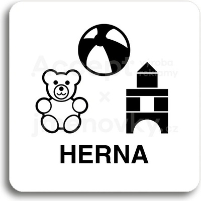 ACCEPT Piktogram herna - bílá tabulka - černý tisk bez rámečku