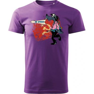 Maverprint Retro tričko Vlk Na Brusel Fialová