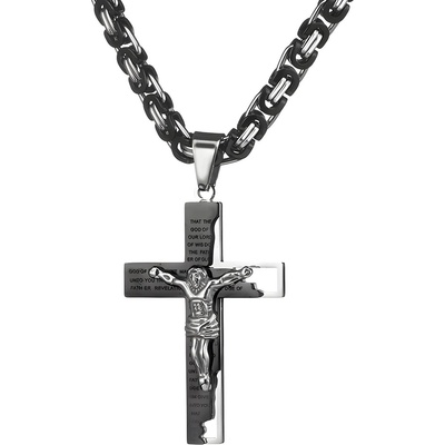 HARAHU Мъжко колие gr-32544 - Черно / Сребърно / 60см kp32544 (gr-32544)