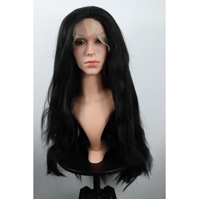 Elvína dlhá čierna afro vlnitá lace front parochňa