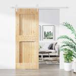 vidaXL Преплъзваща се врата 80 x 210 cm Естествено и бяло (3445183)