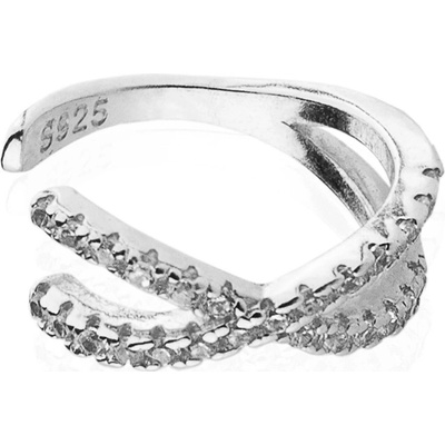 Franco Bene Ear cuff náušnice s drobnými zirkony stříbrná 576 – Zboží Dáma