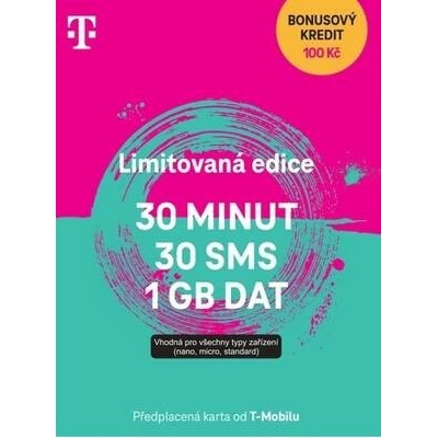 T-Mobile 30 minut, 30 SMS a 1 GB dat - Limitovaná edice