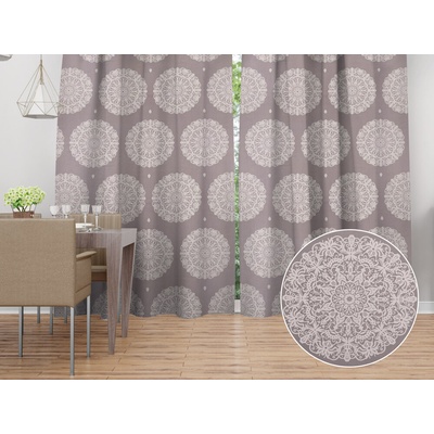 Biante Bavlnený záves Sandra SA-547 Krémové mandaly na béžovosivom 150x140 cm