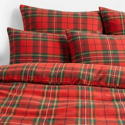 Goldea flanel obliečky červené káro 140x220 70x90
