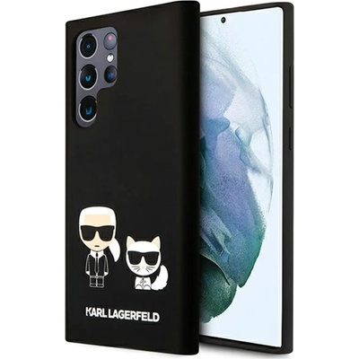 KARL LAGERFELD Гръб Karl Lagerfeld and Choupette Liquid Silicone Zadní Kryt pro за Samsung Galaxy S22 Ultra - Черен