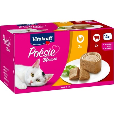 Vitakraft Kompletní krmivo pro kočky Poésie Mousse hovězí + kuřecí, 4 x 85 g