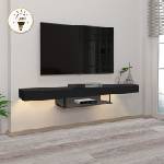 TopMebel Albares TopMebel меламинов стенен ТВ шкаф с LED осветление в черен цвят 150x29.6x22cm