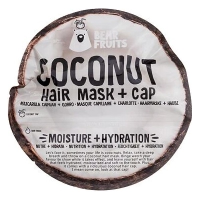 Bear Fruits Coconut Hair Mask + Cap 20 ml sada maska na vlasy Coconut Hair Mask 20 ml + čepice na vlasy
