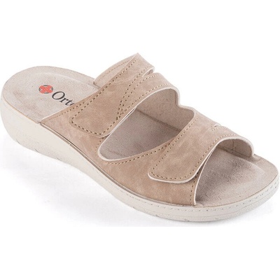 Dámské ortopedické pantofle na klínku béžové – Zboží Mobilmania