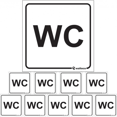 Walteco WC, 80x80mm, samolepka Množství: 10 ks , 20301BP2