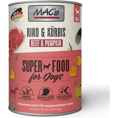 Mac´s Adult Superfood hovädzie s tekvicou 6 x 400 g