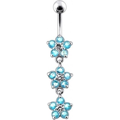 S4U Stříbrný piercing do pupíku kytičky (tyrkysová) BP01177-Q