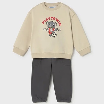 Mayoral Анцуг бежова блуза и графитен спортен панталон за бебе момче Mayoral
