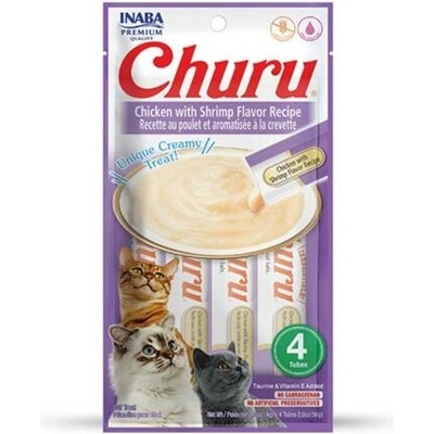 Churu Inaba Pyré cat Kura s krevetami 4 tuby 56 g