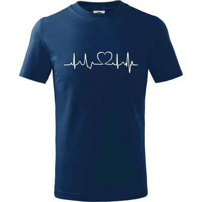 Srdce EKG tričko dětské bavlněné půlnoční modrá