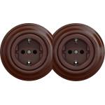 Kliklap - Двойна ретро домашна розетка с рамка SCHUKO 230V кафява (KA0035C)