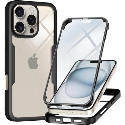 Techsuit Калъф за iPhone 16 Pro Max + Протектор - ColorVerse 360 Series - Черен