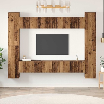 vidaXL Комплект ТВ шкаф 10 pcs Старо дърво 30, 5 x 30 x 90 см (3393228)
