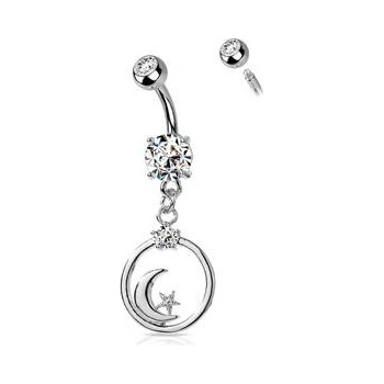 Šperky4U piercing do pupíku mesíc a hvězda WP0055