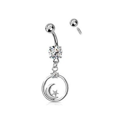 Šperky4U piercing do pupíku mesíc a hvězda WP0055