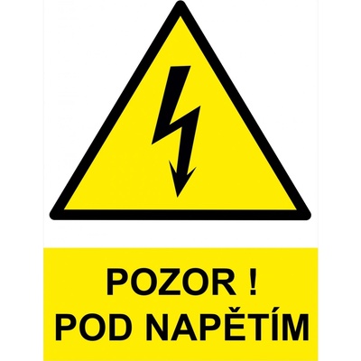 Walteco Pozor! Pod napětím 210x297mm, formát A4, plastová tabulka , 20025