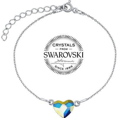 SILVEGO strieborný náramok so Swarovski Crystals srdce Aurora Boreale VSW058B