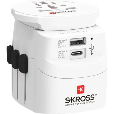 SKROSS Адаптер SKROSS PRO Light USB, 1.302472, World, Бял (SKROSS-1302472)