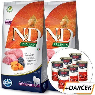 N&D Grain Free Pumpkin Adult maxi giant lamb & blueberry 2 x 12 kg