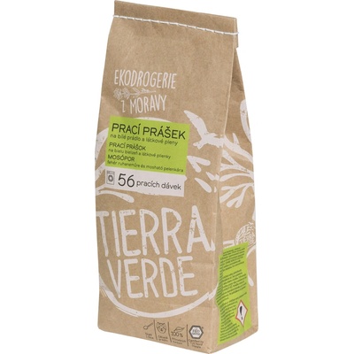 Tierra Verde prací prášek na bílé prádlo a látkové pleny papírový sáček 850 g